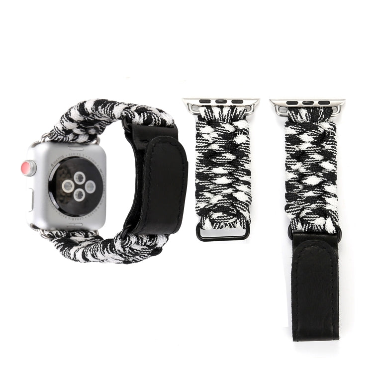 Dây đồng hồ dây dù dùi dù da thật Magic Paste với khóa thép không gỉ cho Apple Watch Series 10 42mm / 9&8&7 41mm / SE 3&SE 2&6&SE&5&4 40mm / 3&2&1 38mm, 7 41mm / 6&SE&5&4 40mm / 3&2&1 38mm