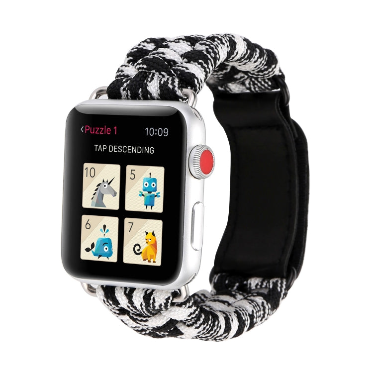 Dây đồng hồ dây dù dùi dù da thật Magic Paste với khóa thép không gỉ cho Apple Watch Series 10 42mm / 9&8&7 41mm / SE 3&SE 2&6&SE&5&4 40mm / 3&2&1 38mm, 7 41mm / 6&SE&5&4 40mm / 3&2&1 38mm