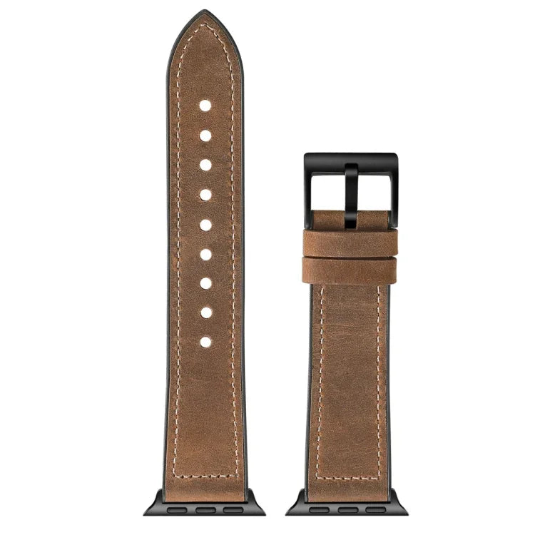 Dây đồng hồ TPU họa tiết Crazy Horse + Thép không gỉ cho Apple Watch Series 7 45mm / 6 & SE & 5 & 4 44mm / 3 & 2 & 1 42mm, 44mm