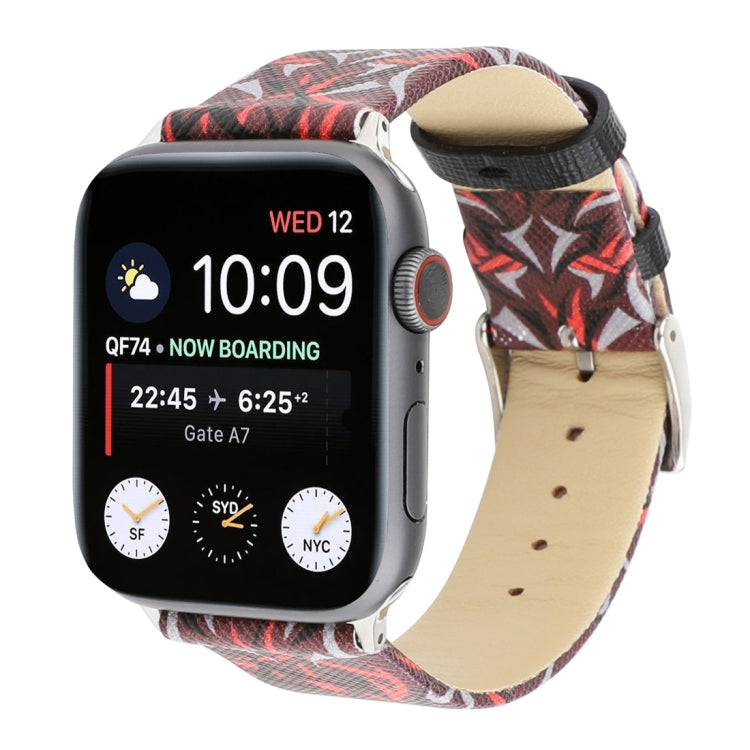 Dây đồng hồ da thật in họa tiết gai cho Apple Watch Series 10 42mm / 9&8&7 41mm / SE 3&SE 2&6&SE&5&4 40mm / 3&2&1 38mm, 40mm
