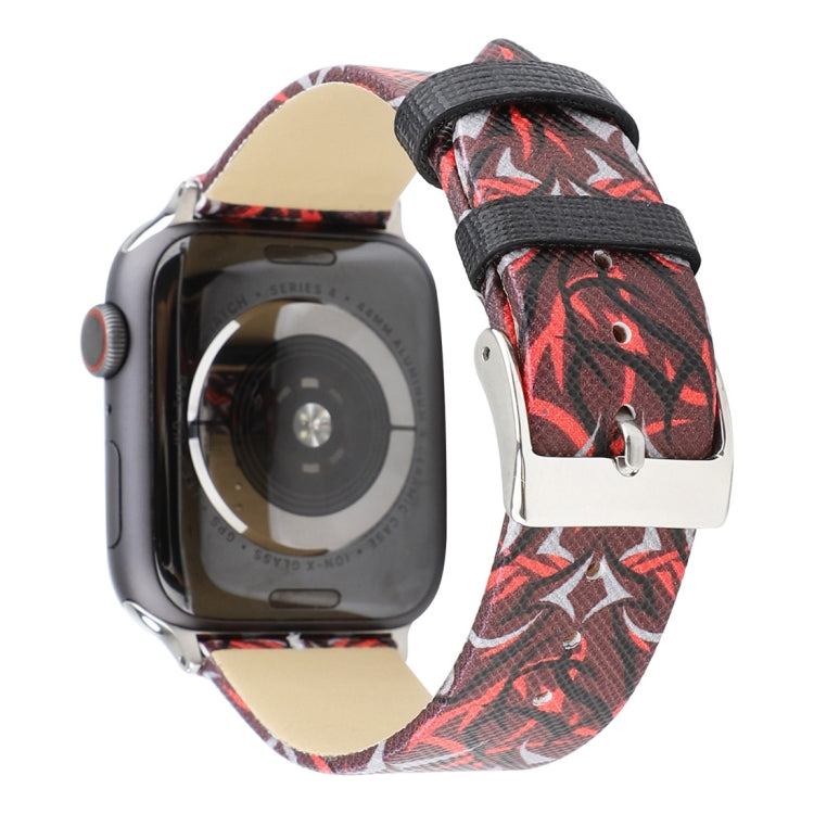 Dây đồng hồ da thật in họa tiết gai cho Apple Watch Series 10 42mm / 9&8&7 41mm / SE 3&SE 2&6&SE&5&4 40mm / 3&2&1 38mm, 40mm