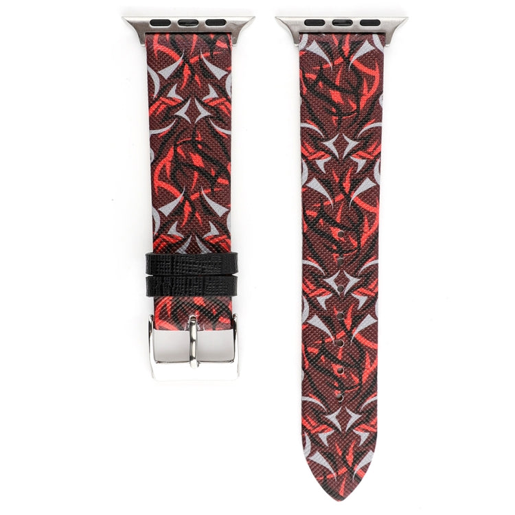 Dây đồng hồ da thật in họa tiết gai cho Apple Watch Series 10 42mm / 9&8&7 41mm / SE 3&SE 2&6&SE&5&4 40mm / 3&2&1 38mm, 40mm