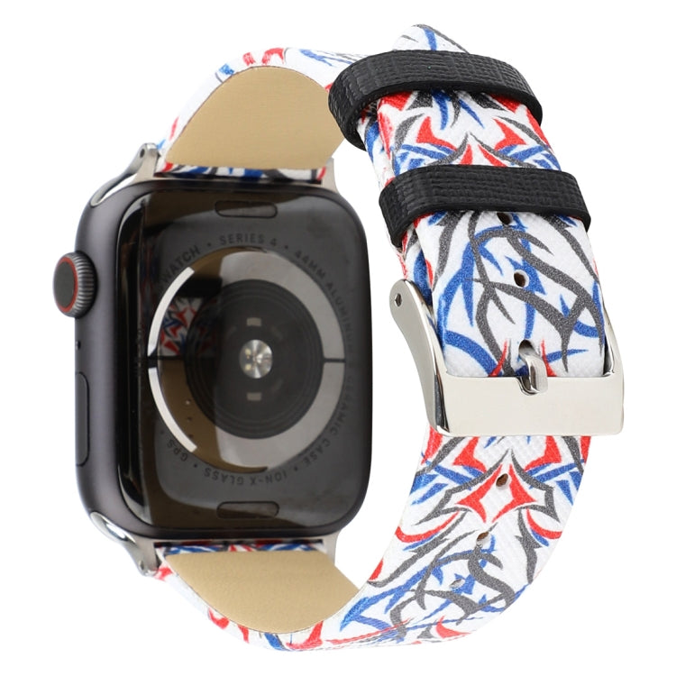 Dây đồng hồ da thật in họa tiết gai cho Apple Watch Ultra 49mm & Watch Ultra 2 49mm / Series 10 46mm / 9&8&7 45mm / SE 3&SE 2&6&SE&5&4 44mm / 3&2&1 42mm, 44mm