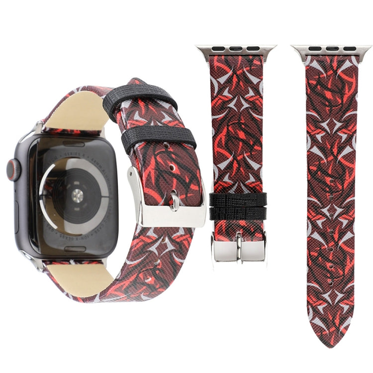 Dây đồng hồ da thật in họa tiết gai cho Apple Watch Ultra 49mm & Watch Ultra 2 49mm / Series 10 46mm / 9&8&7 45mm / SE 3&SE 2&6&SE&5&4 44mm / 3&2&1 42mm, 44mm