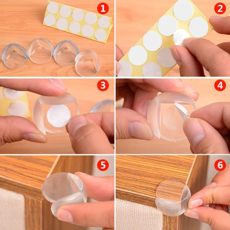 100 cái miếng đệm bảo vệ góc bàn cho bé hình bán cầu, đệm chống va đập cho bàn trẻ em với keo dán hai mặt, 100 cái hình bán cầu