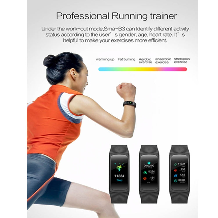 Vòng đeo tay thông minh SMA-B3 màn hình Bluetooth 0.96 inch, chống nước IP67, Hỗ trợ theo dõi hoạt động / Đo nhịp tim / Đo huyết áp / Chụp ảnh từ xa, SMA-B3 màu cam, SMA-B3 màu xanh lá, SMA-B3 màu xanh dương, SMA-B3 màu đen