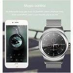 SMA-Round 1.28 inch Color Touch Screen Bluetooth Smart Watch, Waterproof, Support Voice Control / Heart Rate Monitor / Sleep Monitor / Bluetooth Camera, Compatible with Android and iOS System, SMA-Round/Orange Leather Strap, SMA-Round/Silver Leather St...