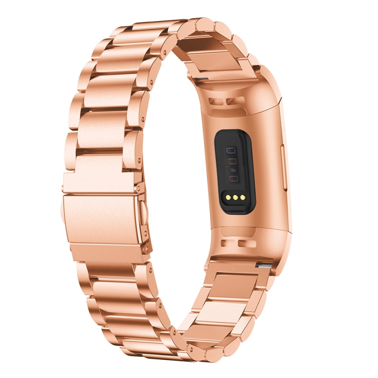 Three Beads Slingshot Buckle Solid Stainless Steel Watch Band for Fitbit Charge 3