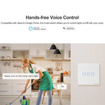 Công tắc tường cảm ứng kính cường lực Sonoff T2 Touch 86mm cho nhà thông minh, tương thích Alexa và Google Home, AC 100V-240V, chuẩn cắm EU, 86mm/ 1 chuẩn EU