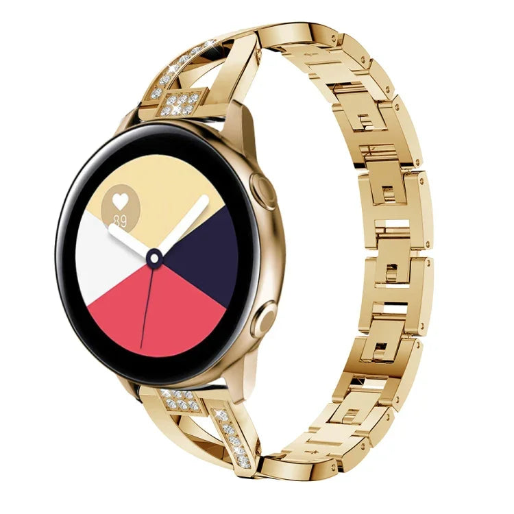 Dây đeo đồng hồ thép không gỉ hình kim cương chữ X cho Galaxy Watch Active 20mm