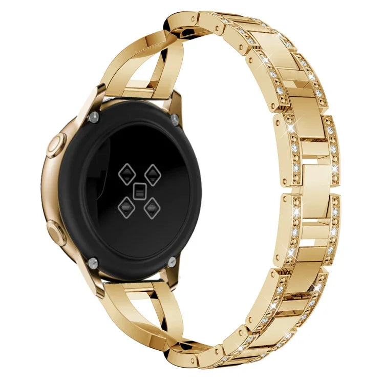 Dây đeo đồng hồ thép không gỉ hình kim cương chữ X cho Galaxy Watch Active 20mm