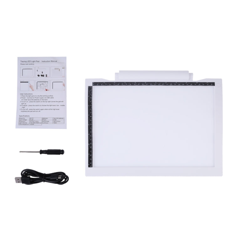 Đèn bảng vẽ LED A4-19 6.5W có 3 mức độ sáng điều chỉnh được, có cáp USB