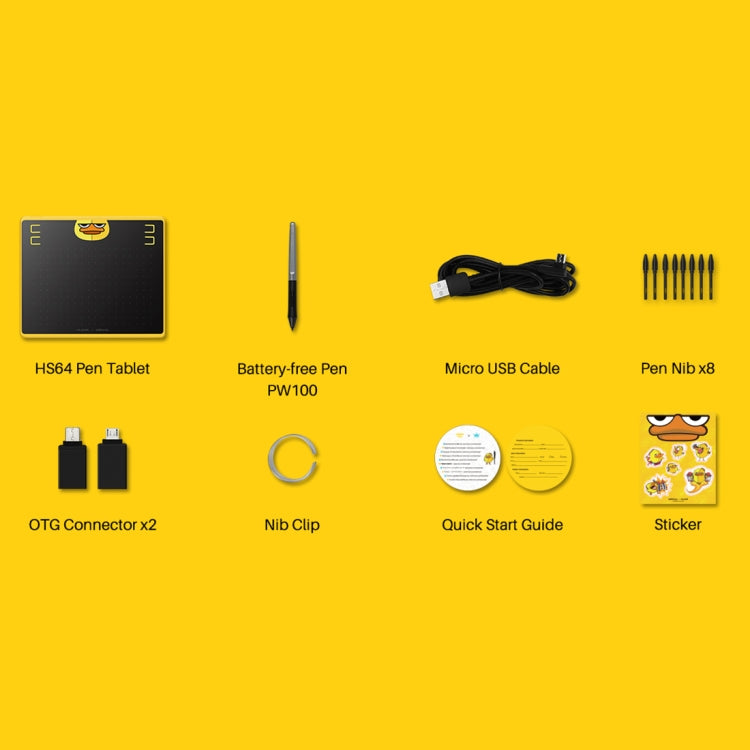 Bảng vẽ nghệ thuật phiên bản đặc biệt HUION HS64 Chips 5080 LPI với bút không pin, HS64