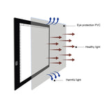 Bảng sao chép acrylic LED 5W 5V kích thước A4 điều chỉnh sáng liên tục cho vẽ phác thảo anime, kèm cáp USB, kích thước: 220x330x5mm, điều chỉnh sáng liên tục