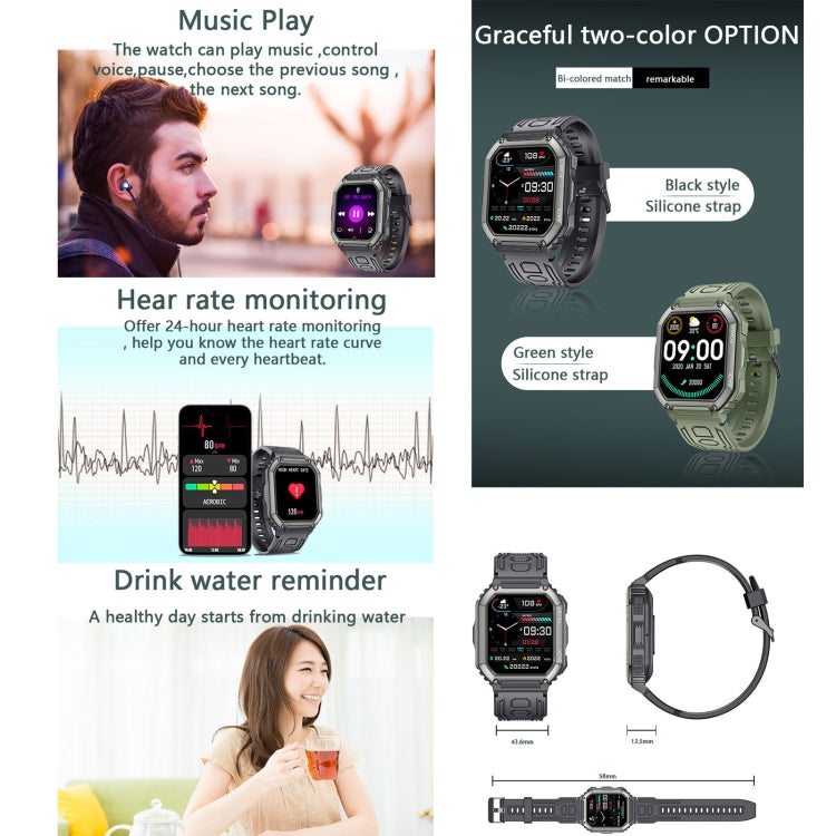 Đồng hồ thông minh thể thao chống nước KR06, hỗ trợ đo nhịp tim / huyết áp / gọi BT