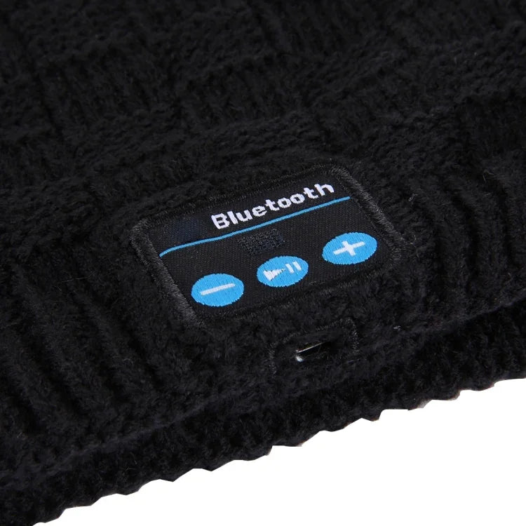Mũ len Bluetooth họa tiết vuông ấm áp mùa đông có mic cho bé trai & bé gái & người lớn