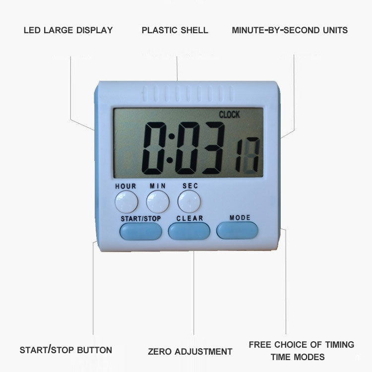 Đồng hồ hẹn giờ nhà bếp 24 giờ báo thức kỹ thuật số màn hình LCD mặt sau nam châm dùng cho nấu ăn và làm bánh