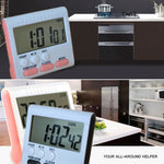 Đồng hồ hẹn giờ nhà bếp 24 giờ báo thức kỹ thuật số màn hình LCD mặt sau nam châm dùng cho nấu ăn và làm bánh