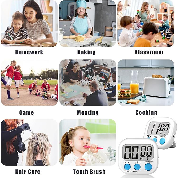 Bộ hẹn giờ nhà bếp kỹ thuật số báo động điện tử có nam châm và màn hình LCD cho nấu ăn, nướng, thể thao, trò chơi, văn phòng, HX103-2, 118
