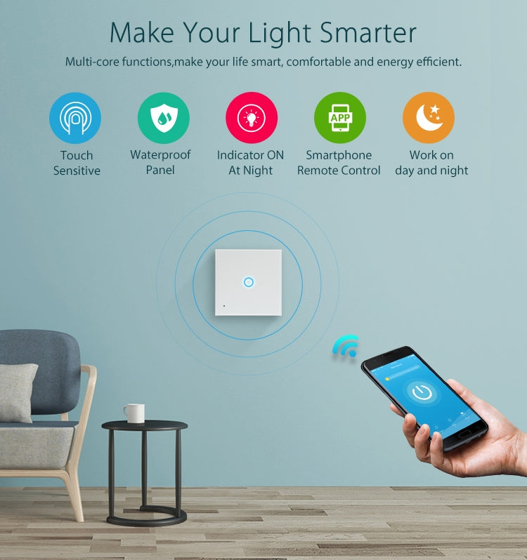 Công tắc điều khiển đèn thông minh không dây WiFi EU NEO NAS-SC01W 1 kênh