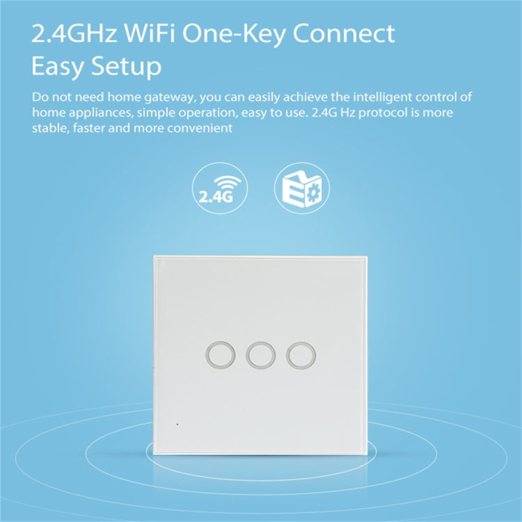 Công tắc điều khiển đèn thông minh không dây WiFi EU NEO NAS-SC03W 3 kênh, 3 kênh