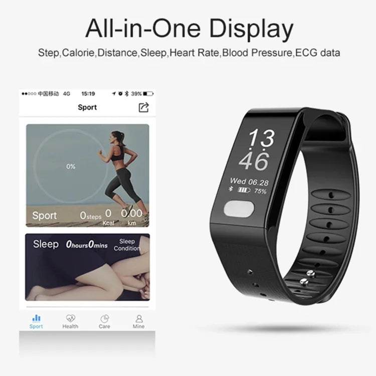 Vòng Đeo Tay Thể Dục TLW T6 Màn Hình OLED 0.96 inch, Hỗ trợ Chế Độ Thể Thao / ECG / Đo Nhịp Tim / Huyết Áp / Theo Dõi Giấc Ngủ, T6 Đen, T6 Xanh, T6 Đỏ