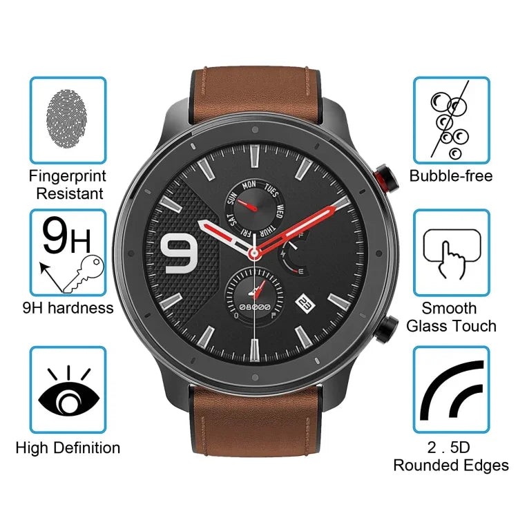 Miếng dán kính cường lực 0.26mm 2.5D 9H bảo vệ màn hình cho Amazfit GTR 47mm, Dành cho Amazfit GTR 47mm