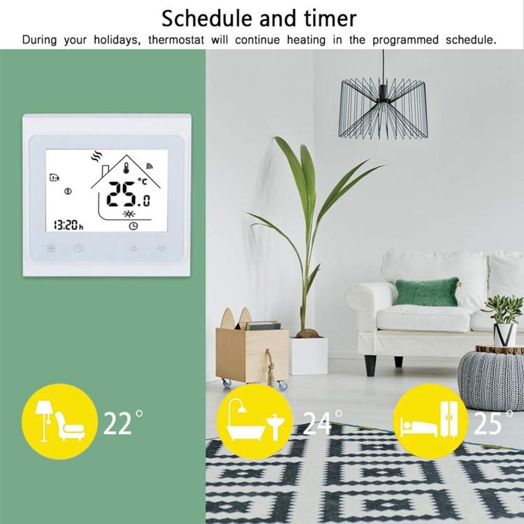 Bộ điều nhiệt phòng sưởi điện tử tải 16A BHT-002GBLW loại sưởi điện tử LCD kỹ thuật số với cảm biến và hiển thị thời gian, điều khiển WiFi, BHT-002GBLW 16A (Đen) loại sưởi điện tử, BHT-002GBLW 16A (Trắng) loại sưởi điện tử
