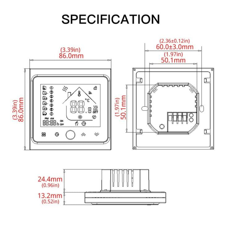 Bộ điều nhiệt phòng sưởi loại nồi hơi nước / gas tải 3A BHT-002GCLW LCD kỹ thuật số với hiển thị thời gian, điều khiển WiFi, BHT-002GBLW 3A (Đen) loại nồi hơi gas, BHT-002GBLW 3A (Trắng) loại nồi hơi gas