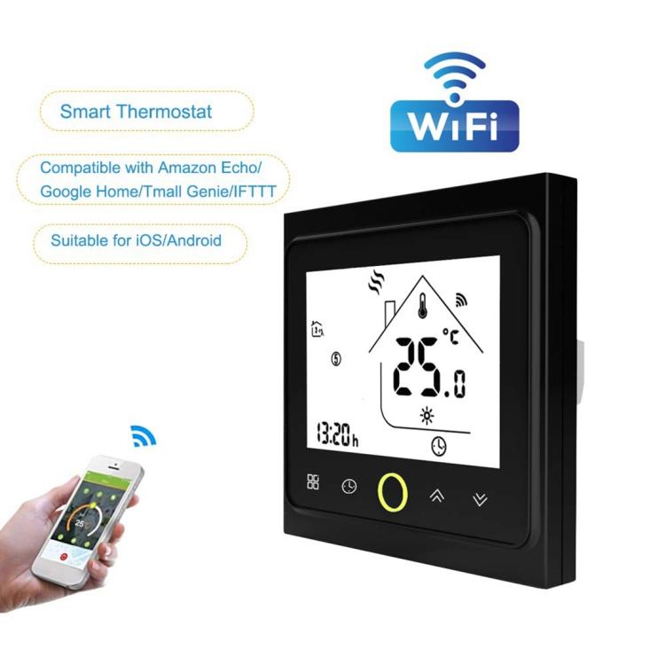 Bộ điều nhiệt phòng sưởi loại nồi hơi nước / gas tải 3A BHT-002GCLW LCD kỹ thuật số với hiển thị thời gian, điều khiển WiFi, BHT-002GBLW 3A (Đen) loại nồi hơi gas, BHT-002GBLW 3A (Trắng) loại nồi hơi gas