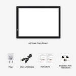 Bảng sao chép thước Acrylic LED USB 5V 8W A3 điều chỉnh độ sáng ba cấp, bảng phác thảo anime với cáp USB, điều chỉnh độ sáng ba cấp với cáp USB & bộ đổi nguồn