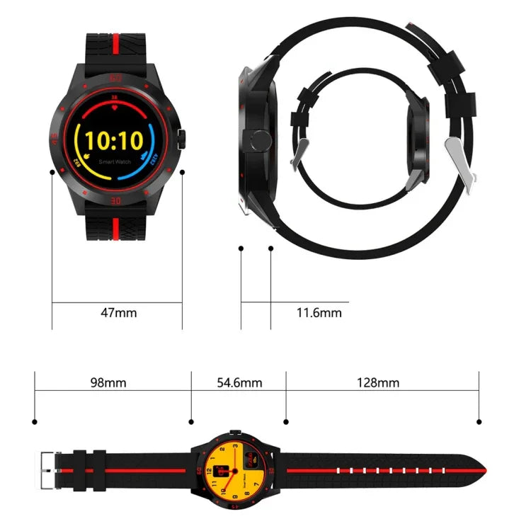Đồng hồ thông minh N6 màn hình TFT 1.3 inch MTK2502C Bluetooth4.0, Dây đeo silicone, Hỗ trợ đo nhịp tim & Đếm bước chân & Theo dõi giấc ngủ & Nhắc nhở ít vận động, Dây đeo silicone màu đỏ, Dây đeo silicone màu vàng