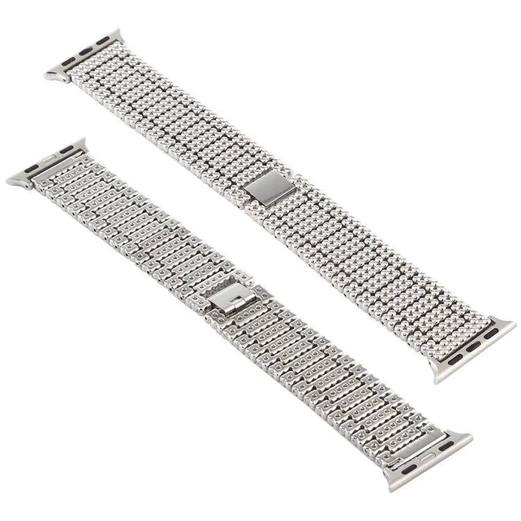 Dây đồng hồ dây đeo cổ tay thép không gỉ chín hạt cho Apple Watch Ultra 49mm & Watch Ultra 2 49mm / Series 10 46mm / 9&8&7 45mm / SE 3&SE 2&6&SE&5&4 44mm / 3&2&1 42mm, Dành cho Apple Watch Series 7 45mm / 6 & SE & 5 & 4 44mm / 3 & 2 & 1 42mm
