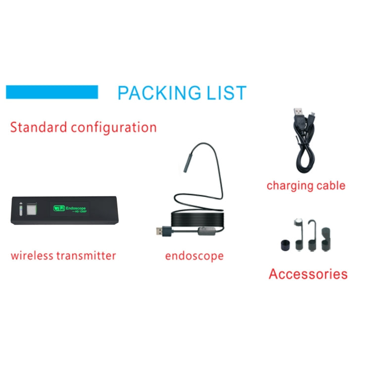 Camera nội soi WiFi HD 2.0MP ống rắn 8mm YPC110 với 8 đèn LED, chống nước IP68, đường kính ống kính 8mm, dây cứng dài 3.5m