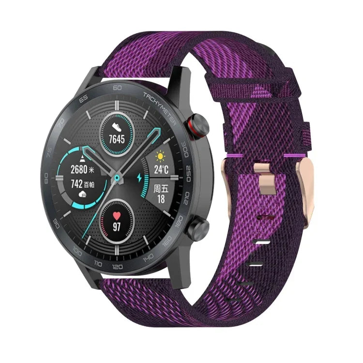 22mmストライプ織りナイロンリストストラップウォッチバンド Huawei GT / GT2 46mm、Honor Magic Watch 2 46mm / Magic用