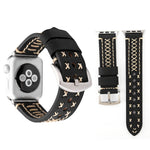 Dây đồng hồ da thật họa tiết đường kẻ thủ công cho Apple Watch Series 10 42mm / 9&8&7 41mm / SE 3&SE 2&6&SE&5&4 40mm / 3&2&1 38mm, Dành cho 38mm