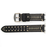 Dây đồng hồ da thật họa tiết đường kẻ thủ công cho Apple Watch Series 10 42mm / 9&8&7 41mm / SE 3&SE 2&6&SE&5&4 40mm / 3&2&1 38mm, Dành cho 38mm