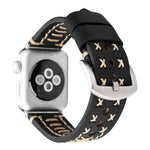 Dây đồng hồ da thật họa tiết đường kẻ thủ công cho Apple Watch Series 10 42mm / 9&8&7 41mm / SE 3&SE 2&6&SE&5&4 40mm / 3&2&1 38mm, Dành cho 38mm