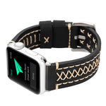 Dây đồng hồ da thật họa tiết đường kẻ thủ công cho Apple Watch Series 10 42mm / 9&8&7 41mm / SE 3&SE 2&6&SE&5&4 40mm / 3&2&1 38mm, Dành cho 38mm