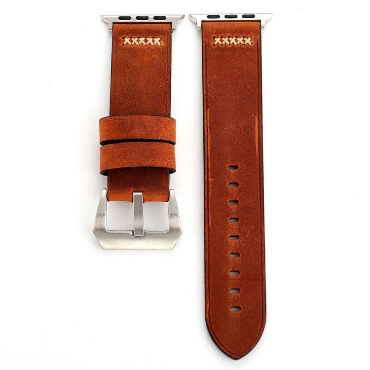 Dây đồng hồ da thật họa tiết đường kẻ Retro XX cho Apple Watch Ultra 49mm&Watch Ultra 2 49mm / Series 10 46mm / 9&8&7 45mm / SE 3&SE 2&6&SE&5&4 44mm / 3&2&1 42mm, Dành cho 42mm