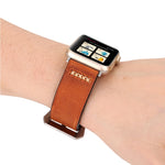 Dây đồng hồ da thật họa tiết đường kẻ Retro XX cho Apple Watch Ultra 49mm&Watch Ultra 2 49mm / Series 10 46mm / 9&8&7 45mm / SE 3&SE 2&6&SE&5&4 44mm / 3&2&1 42mm, Dành cho 42mm