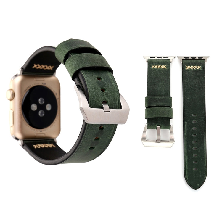 Dây đồng hồ da thật họa tiết đường kẻ Retro XX cho Apple Watch Ultra 49mm&Watch Ultra 2 49mm / Series 10 46mm / 9&8&7 45mm / SE 3&SE 2&6&SE&5&4 44mm / 3&2&1 42mm, Dành cho 42mm