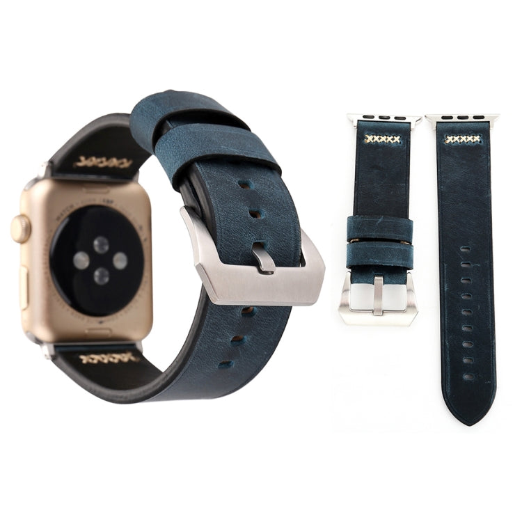 Dây đồng hồ da thật họa tiết đường kẻ Retro XX cho Apple Watch Ultra 49mm&Watch Ultra 2 49mm / Series 10 46mm / 9&8&7 45mm / SE 3&SE 2&6&SE&5&4 44mm / 3&2&1 42mm, Dành cho 42mm