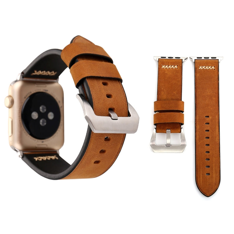Dây đồng hồ da thật họa tiết đường kẻ Retro XX cho Apple Watch Ultra 49mm&Watch Ultra 2 49mm / Series 10 46mm / 9&8&7 45mm / SE 3&SE 2&6&SE&5&4 44mm / 3&2&1 42mm, Dành cho 42mm