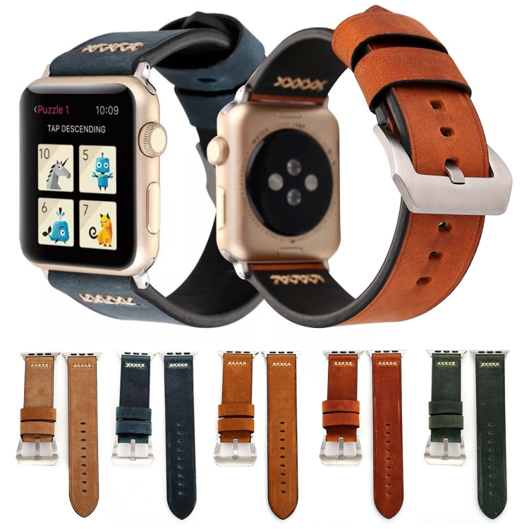 Dây đồng hồ da thật họa tiết đường kẻ Retro XX cho Apple Watch Ultra 49mm&Watch Ultra 2 49mm / Series 10 46mm / 9&8&7 45mm / SE 3&SE 2&6&SE&5&4 44mm / 3&2&1 42mm, Dành cho 42mm
