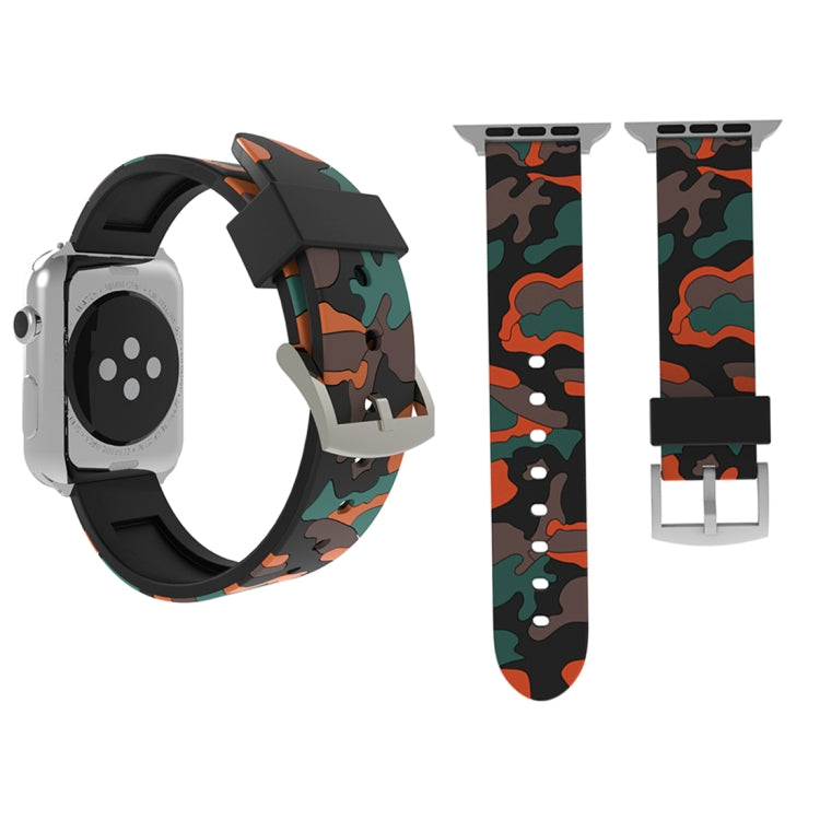 Dây đồng hồ silicone họa tiết ngụy trang thời trang cho Apple Watch Series 3 & 2 & 1 38mm, 38mm