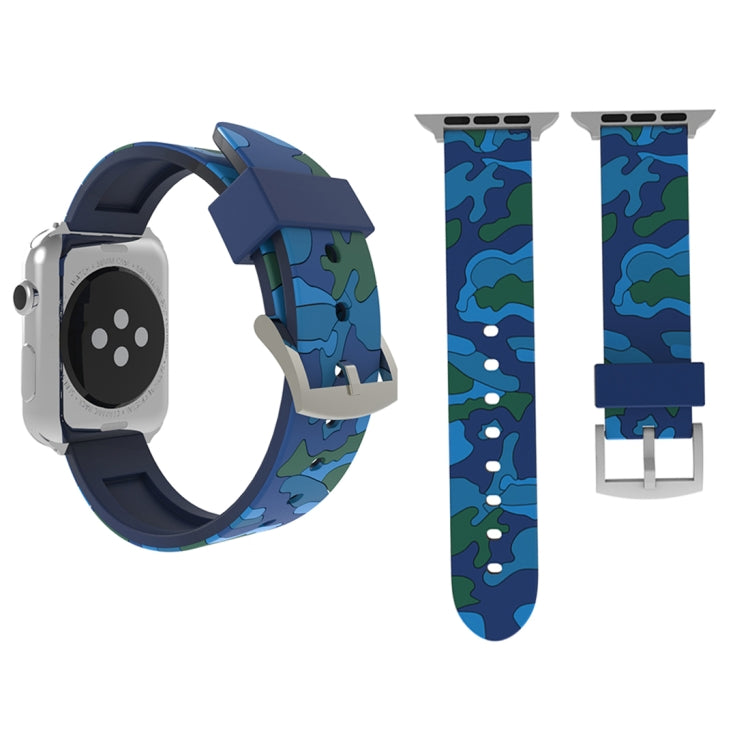 Dây đồng hồ silicone họa tiết ngụy trang thời trang cho Apple Watch Series 3 & 2 & 1 38mm, 38mm