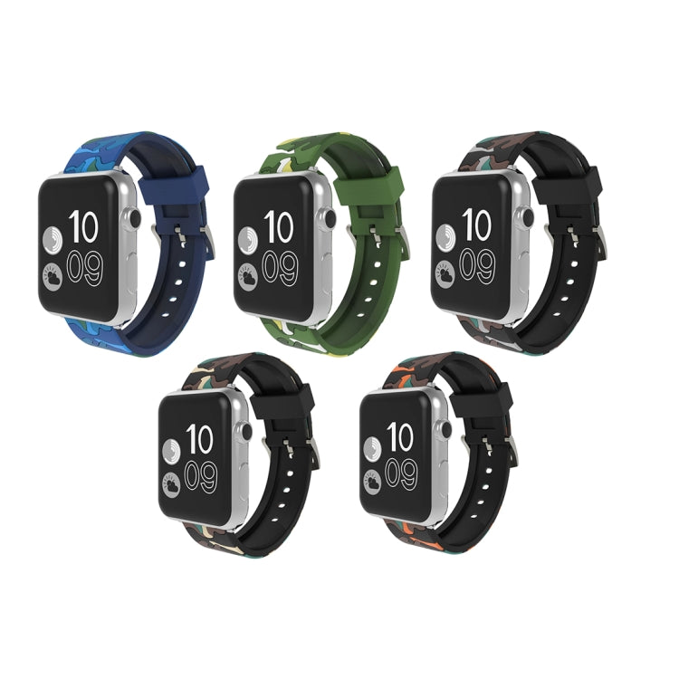 Dây đồng hồ silicone họa tiết ngụy trang thời trang cho Apple Watch Series 3 & 2 & 1 38mm, 38mm