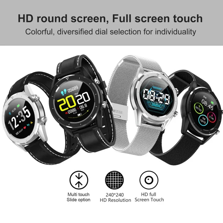 Đồng hồ thông minh dây silicone DT28 1.54 inch chống nước IP68, Bluetooth 4.2, hỗ trợ nhắc cuộc gọi đến / Theo dõi huyết áp / Thanh toán qua đồng hồ