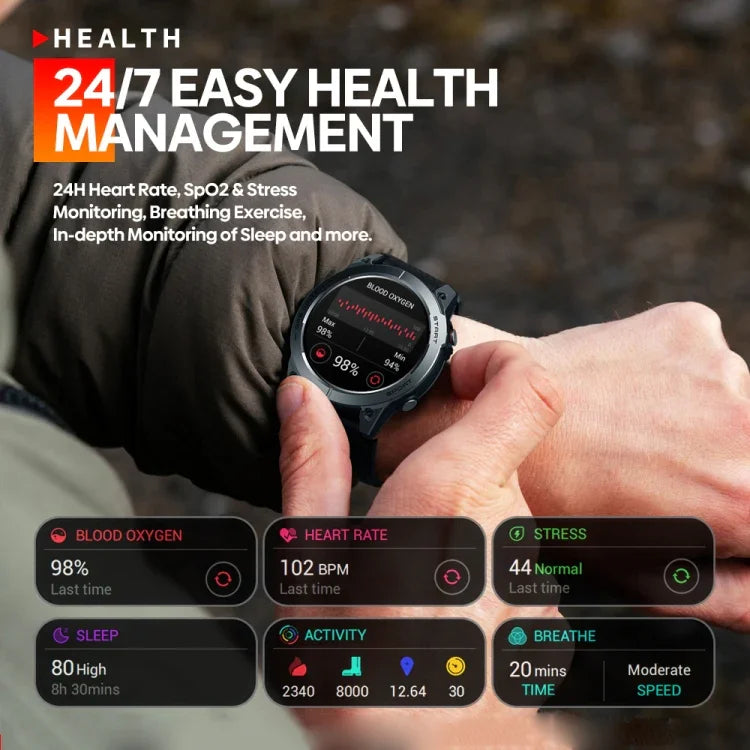 Zeblaze Stratos 3 Đồng Hồ Thông Minh Màn Hình AMOLED 1.43 inch Chống Nước IP68, Hỗ Trợ Gọi Bluetooth / GPS, Stratos 3